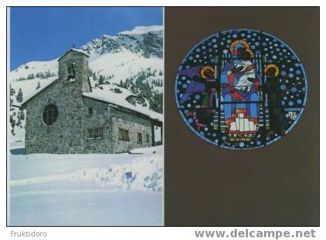 AKFL Liechtenstein Postcards Triesenberg Peace Chapel In Malbun - Snow - Stained Glass - Masescha - Liechtenstein