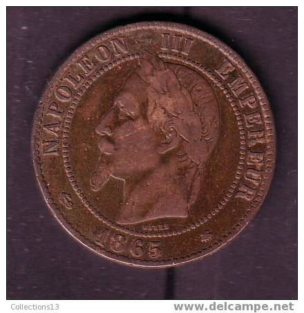 FRANCE - Napoleon III - Tete Laurée - 10 Cts - 1865A - TB - 10 Centimes
