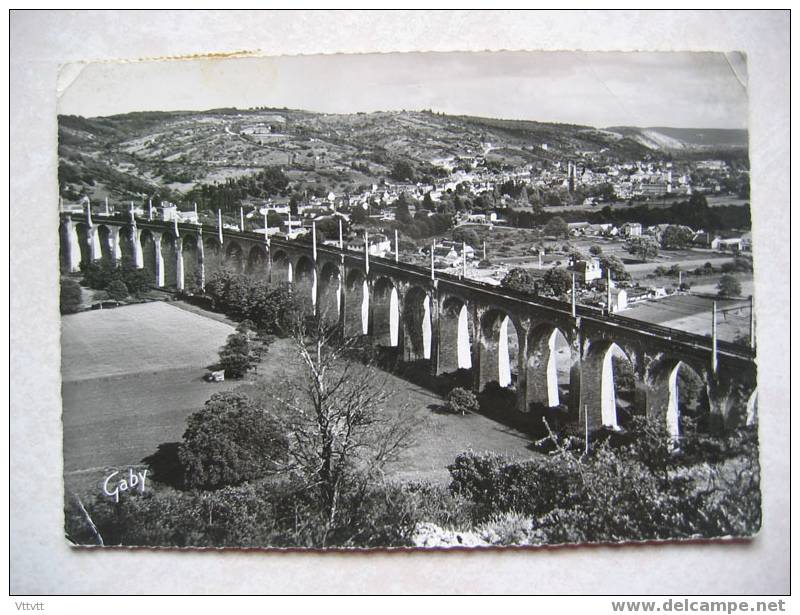 Souillac : Le Grand Viaduc, Au Fond La Ville (1956) Dentelée - Souillac