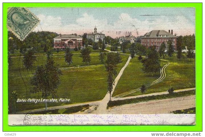 LEWISTON, ME - BATES COLLEGE  - UNDIVIDED BACK- TRAVEL IN 1907 - HUGH C. LEIGHTON CO - - Lewiston