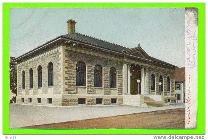 LEWISTON, ME - PUBLIC LIBRARY  - UNDIVIDED BACK - CARD TRAVEL - HUGH C. LEIGHTON CO - - Lewiston