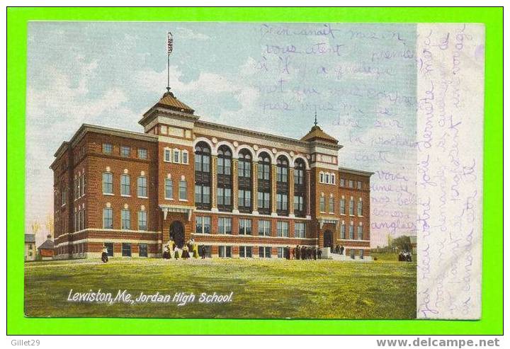 LEWISTON, ME - JORDAN HIGH SCHOOL - ANIMATED -  UNDIVIDED BACK- TRAVEL IN 1907 - HUGH C. LEIGHTON - - Lewiston