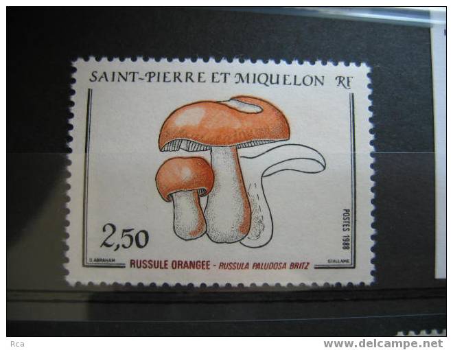 Saint Pierre Et Miquelon N°486 Champignon Russule Orangée (Neuf **) - Andere & Zonder Classificatie