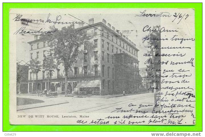 LEWISTON, ME -  NEW DE WITT HOUSE - TRAVEL IN 1907 - ANIMATED - UNDIVIDED BACK - - Lewiston