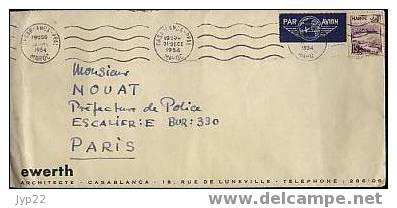 Lettre Ewerth Architecte Casablanca Maroc Tp Pointe Des Oudaia à Rabat CAD Du 31-12-1954 - Covers & Documents