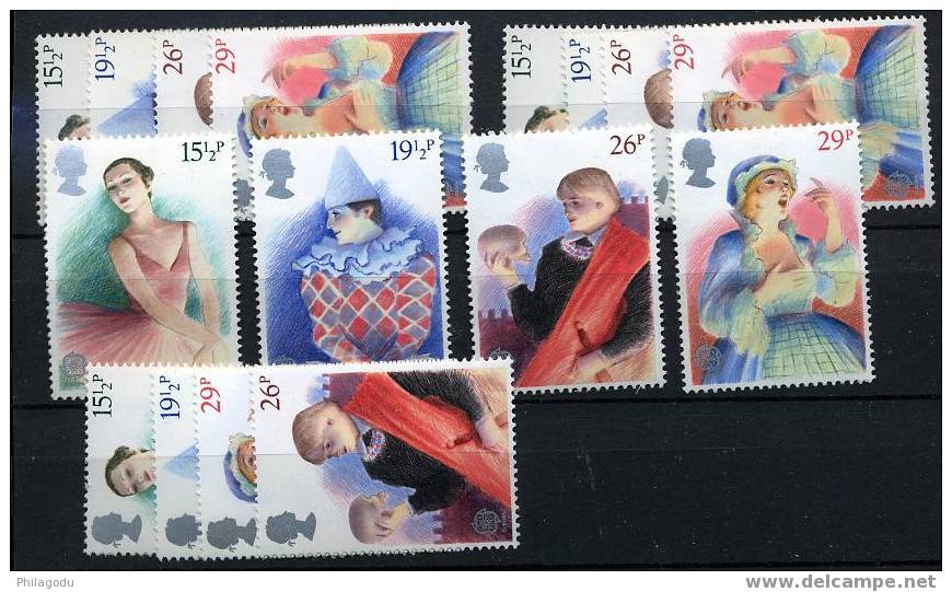 Great-Britain 1982  EUROPA  Théatre  Chant    Clown  Danse  4 Séries YV 1045/48   MNH - Teatro