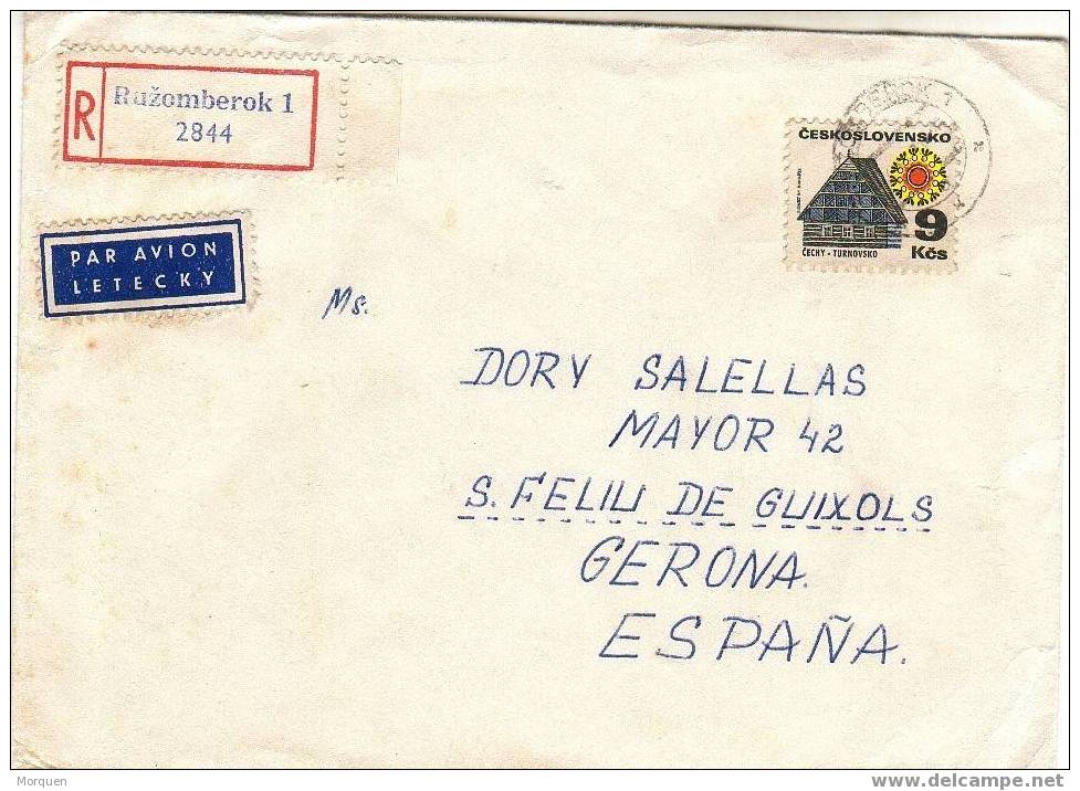 Carta Certificada Y Aerea Checoslovaquia RUZOMBEROK 1971 - Cartas & Documentos