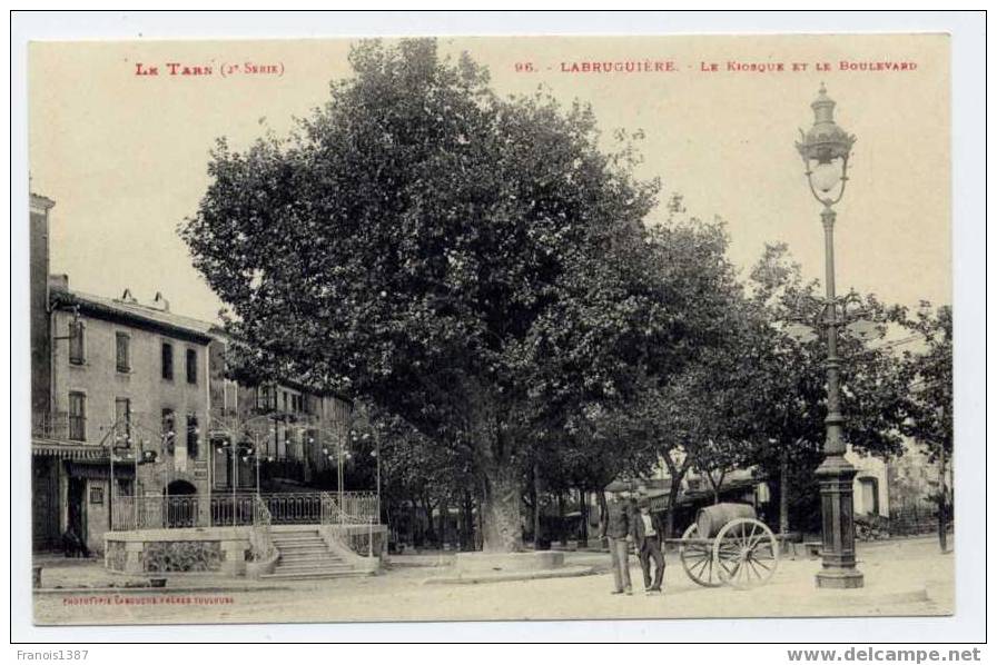 Réf 123  -  LABRUGUIERE - Le KIOSQUE Et Le Boulevard (BELLE CARTE ANIMEE) - Labruguière