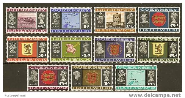 GUERNSEY 1969 Hinged Stamp(s) Definitives 8-18 (not Cpl) #5131 - Guernsey