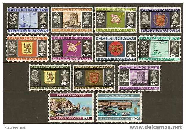 GUERNSEY 1971 Hinged Stamp(s) Definitives 13 Values Only #5133 - Guernsey