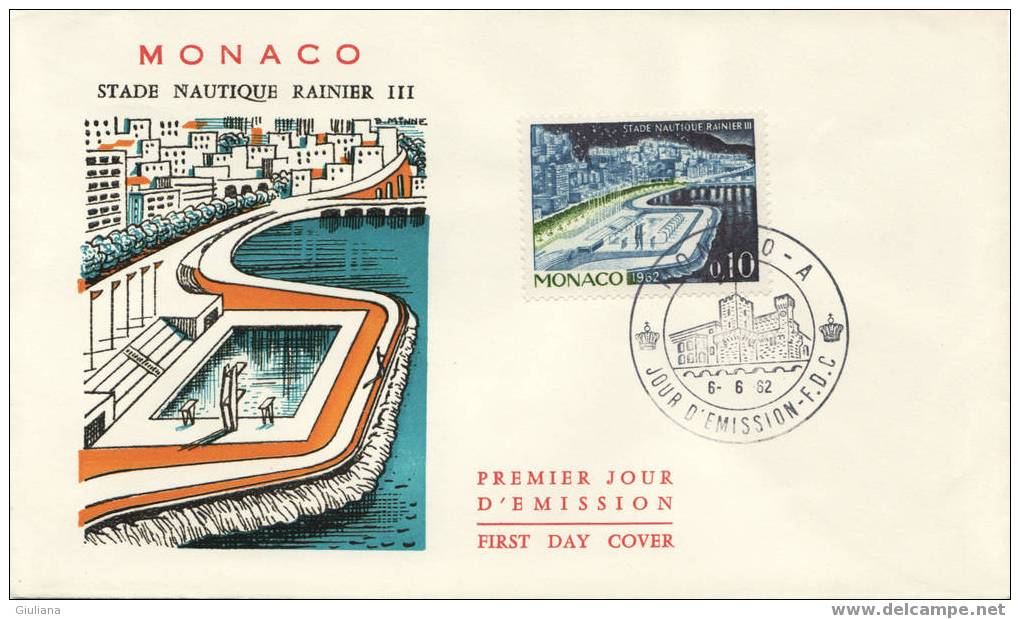 MONACO - FDC STADIO NAUTICO RANIERI III - 6/6/1962 - Schwimmen