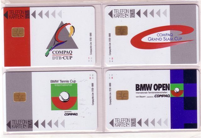 TENNIS - Germany Rare COMPLETE PUZZLE SET Of 4. Cards In Folder Only 10.000 Ex. ** MINT SET ** Allemagne Compaq Puzzles - O-Series : Séries Client