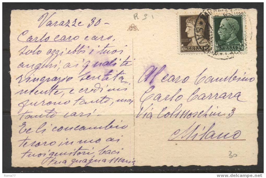 765 - RSI , STORIA POSTALE : DA VARAZZE  31/12/943 - Marcophilie