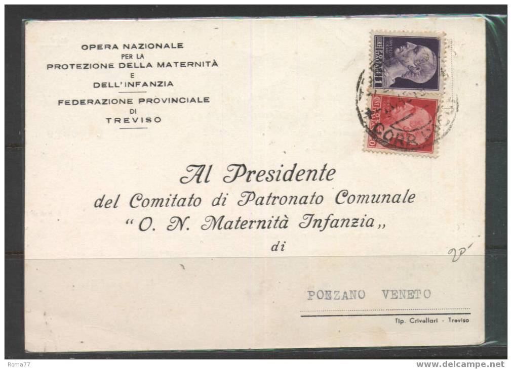 766 - LUOGOTENENZA , STORIA POSTALE : DA TREVISO  7/12/945 - Storia Postale