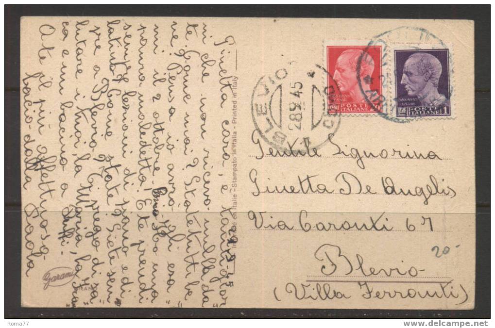 789 - LUOGOTENENZA , STORIA POSTALE : DA FORLI  24/9/945 - Storia Postale