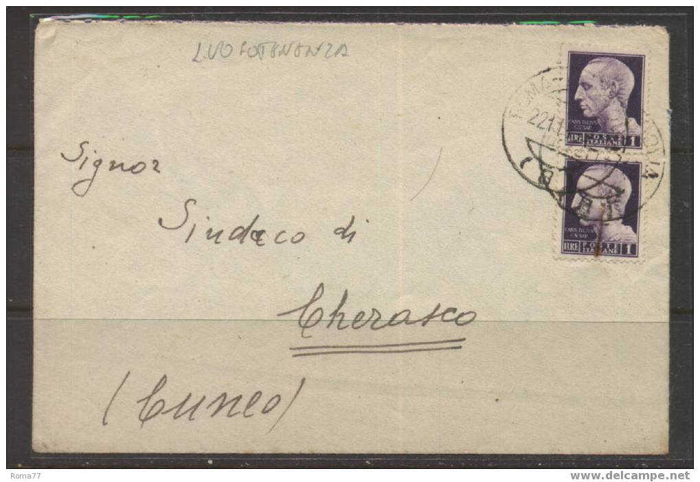 805 - LUOGOTENENZA , STORIA POSTALE : DA ROMA  22/11/945 - Marcophilia