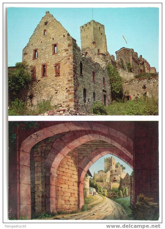 Burgruine Rötteln - Farb. Zweibildkarte - (d 1050) - Loerrach