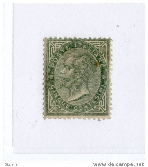 REGNO VITTORIO EMANUELE II - ANNO 1863 - C.5 Verde Grigio Scuro - N. 16* Cat.Sassone - Neufs