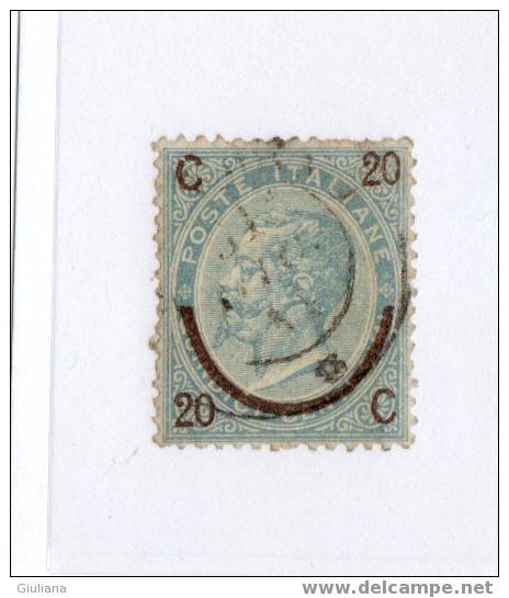 REGNO VITTORIO EMANUELE II - ANNO 1863- C.20 Su 15c. Celeste Ch. Cat.23  Sassone Usato - Usati
