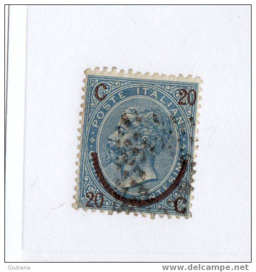 REGNO VITTORIO EMANUELE II - ANNO 1863 - C.20 Su 15c. Azzurro Cat.24  Sassone Usato - Gebraucht