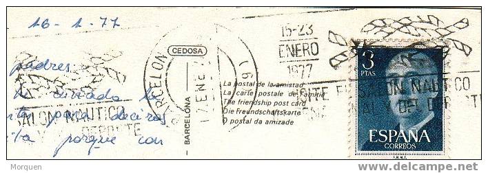 Tarjeta Postal BADALONA (Barcelona) 1977 Fech. Salon Nautico - Cartas & Documentos