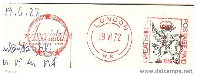 Tarjeta LONDRES Franqueo Mecanico 1972 - Maschinenstempel (EMA)