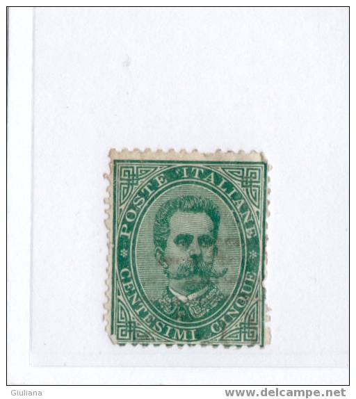 REGNO UMBERTO  I - ANNO 1879  C.5 Verde Cat.37 Sassone Usato - Afgestempeld