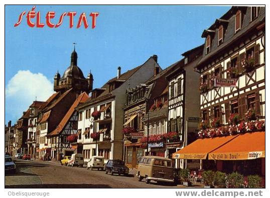 SELESTAT MAISONS ET VOITURES RENAULT ET PEUGEOT RUE POINCARE COMMERCES RESTAURANT - Selestat