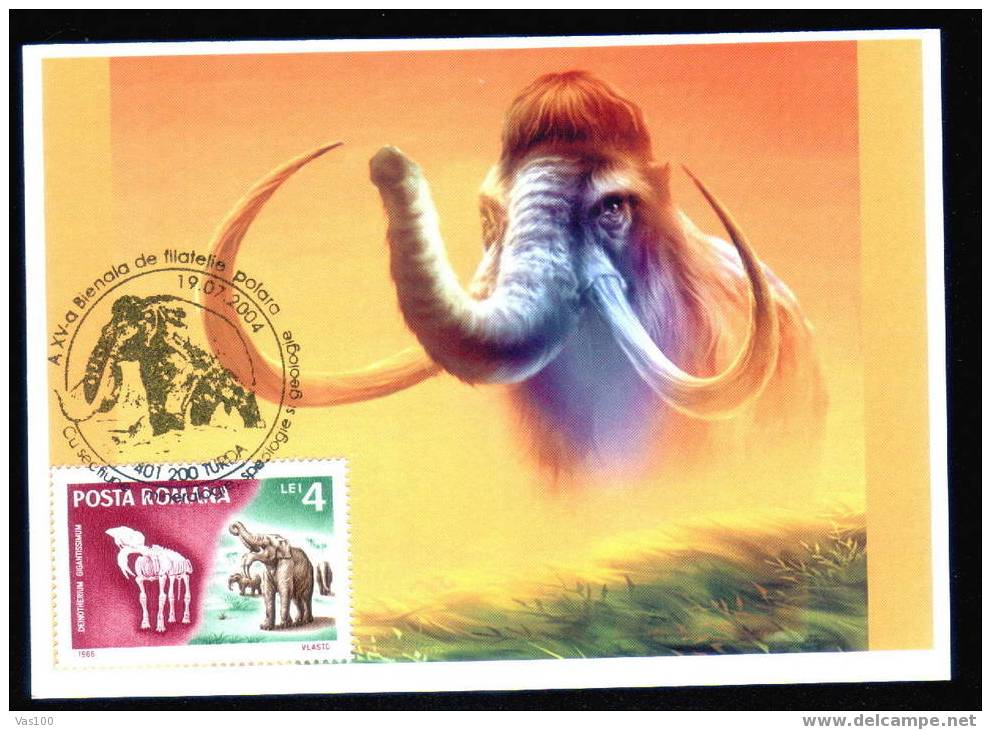 Romania New 2004  Maximum Card Elephants ,animal Phreistoric,tip B. - Eléphants