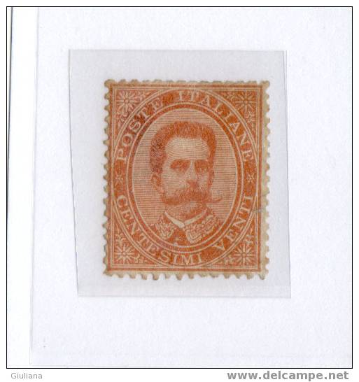 ITALIA REGNO - RE UMBERTO I - 20c Arancio - N. 39  Sassone** - Nuovi