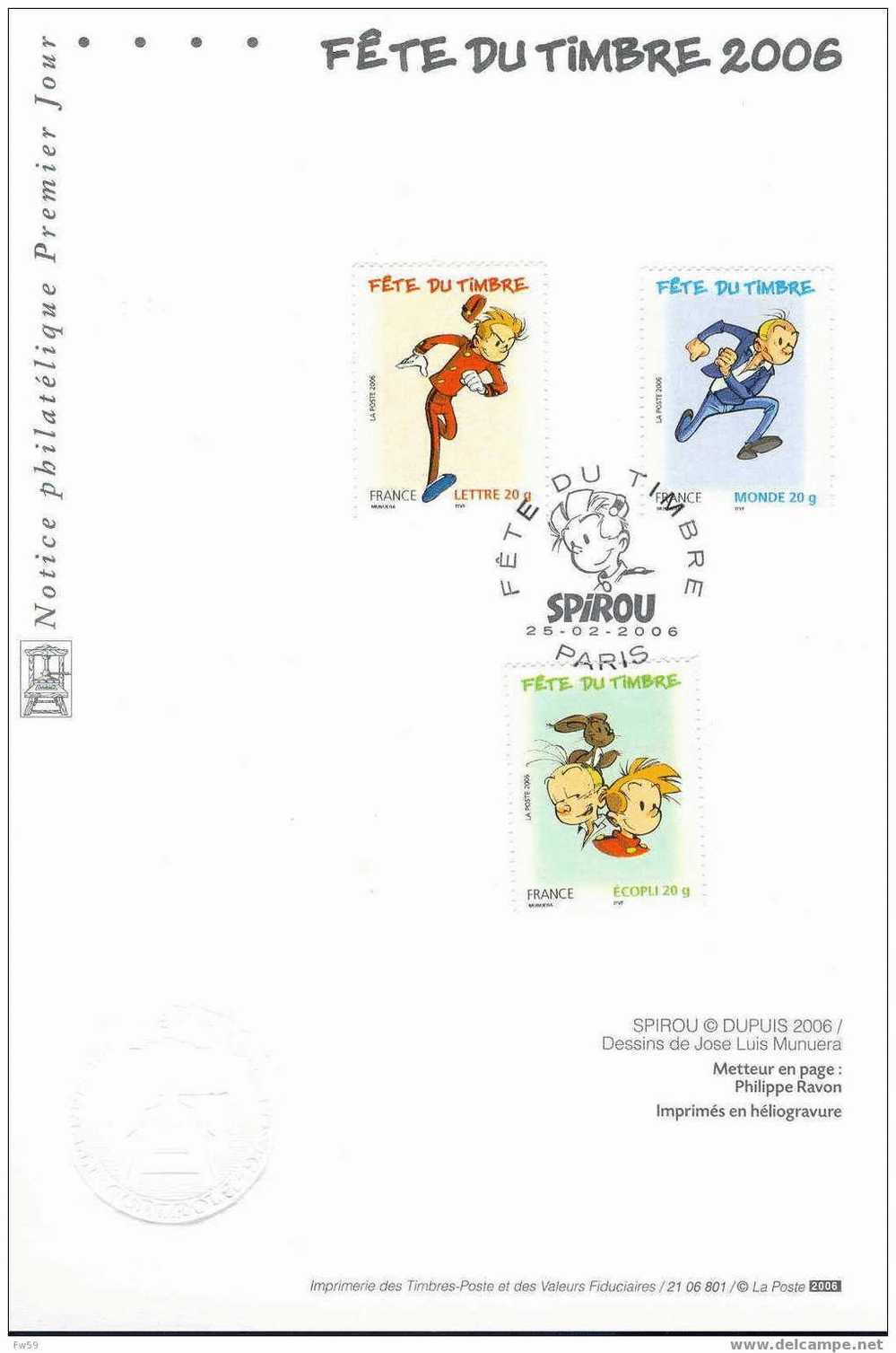 SPIROU FETE DU TIMBRE FRANCE 2006 NOTICE OFFICIELLE - Bandes Dessinées