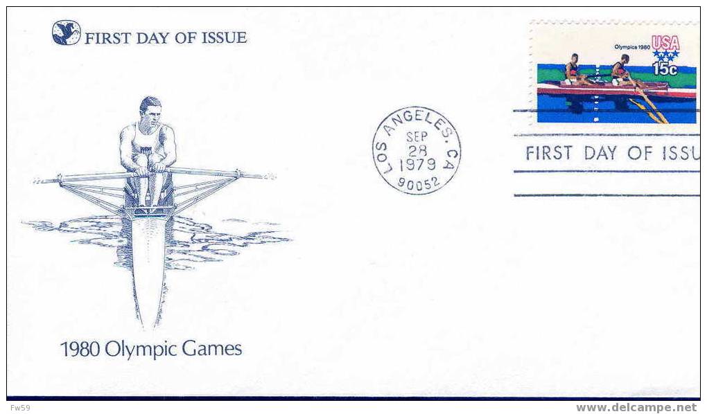 AVIRON FDC USA 1979 JEUX OLYMPIQUES DE 1980 MOSCOU MODELE 8 - Aviron