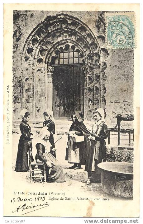 86 - VIENNE - L´ISLE JOURDAIN - EGLISE ST PAIXENT - FILEUSE - PUIT - BELLE ANIMATION - VOYAGEE 1903 - L'Isle Jourdain