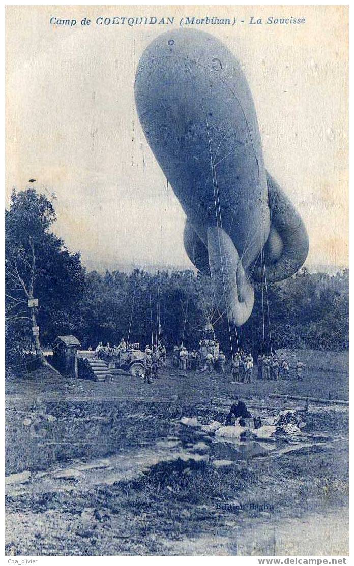 56 COETQUIDAN Camp, Dirigeable, Ballon, Saucisse, Animée, Ed ?, 1923 - Guer Coetquidan