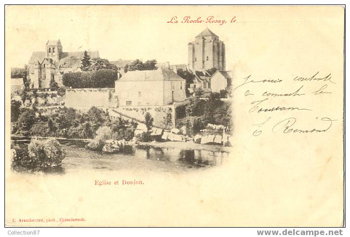 86 - VIENNE - LA ROCHE POSAY - EGLISE Et DONJON - BEAU PLAN - VOYAGEE 1902 - La Roche Posay