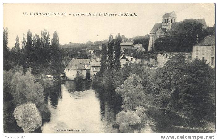 86 - VIENNE - LA ROCHE POSAY - EGLISE Et MOULIN - BORD De La CREUSE - BEAU PLAN - - La Roche Posay