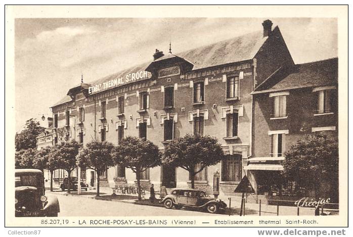 86 - VIENNE - LA ROCHE POSAY - ETABLISSEMENT THERMAL ST ROCH - VOITURE TRACTION - BEAU PLAN - - La Roche Posay