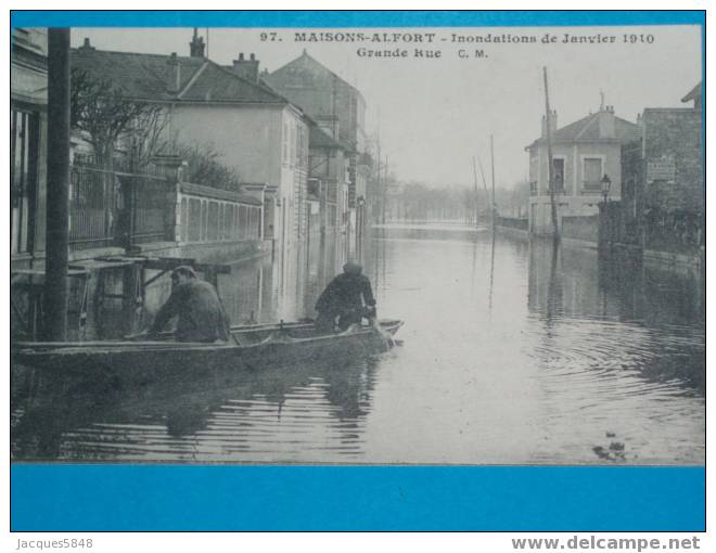 94) Maisons-alfort--n°97--grande Rue --( Crue De Janvier 1910)---PUB-DES BOUILLON-KUB--tres Belle Carte - Maisons Alfort