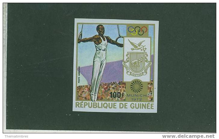 ALA0057 Gymnastique Anneaux NON DENTELE Guinée 1972 Neuf ** Jeux Olympiques De Munich - Ginnastica