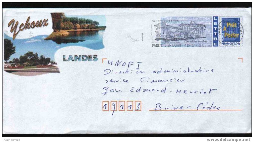 Entier Postal PAP Local Personnalisé Landes Ychoux - PAP : Bijwerking /Logo Bleu