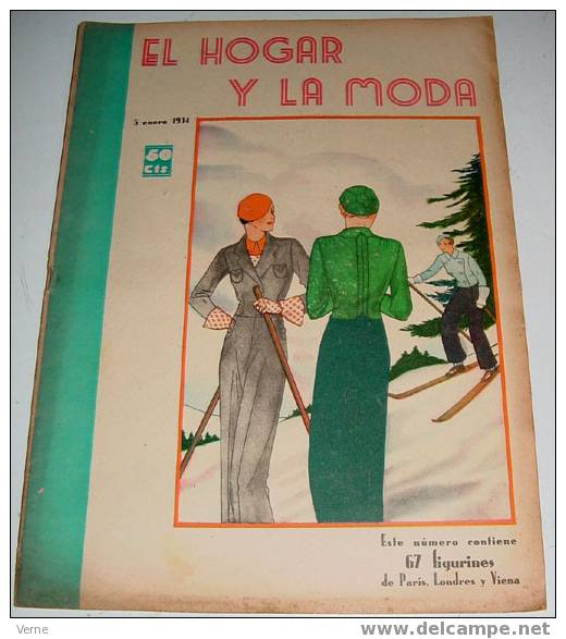 ANTIGUA REVISTA EL HOGAR Y LA MODA - 5 Enero 1934 - MIDE 30 X 23 CMS. - MUCHISIMAS ILUSTRACIONES - 48 PAGINAS - ESTE NUM - Schnittmuster