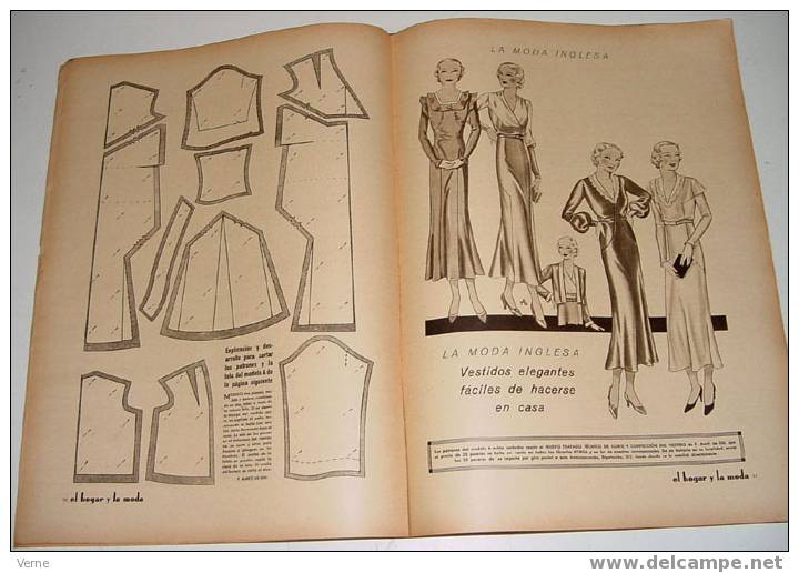 ANTIGUA REVISTA EL HOGAR Y LA MODA - 25 Marzo 1934 - MIDE 30 X 23 CMS. - MUCHISIMAS ILUSTRACIONES - 58 PAGINAS - ESTE NU - Patrons