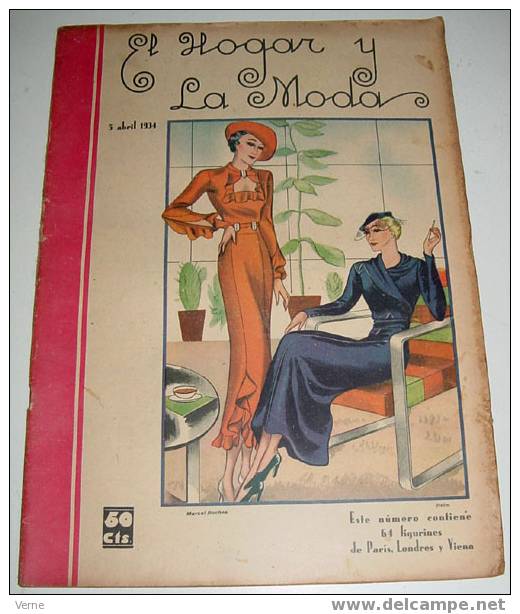 ANTIGUA REVISTA EL HOGAR Y LA MODA - 5 ABRIL 1934 - MIDE 30 X 23 CMS. - MUCHISIMAS ILUSTRACIONES - 58 PAGINAS - ESTE NUM - Patrones