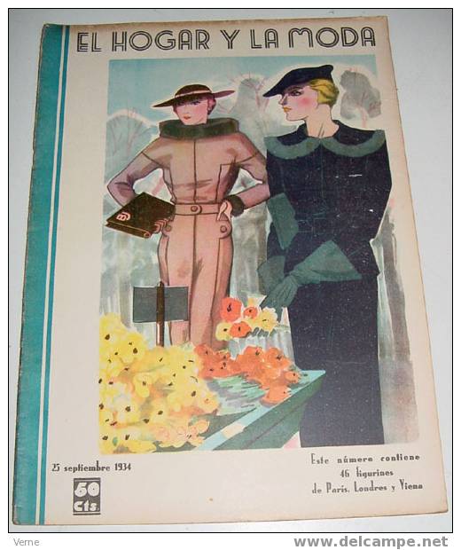 ANTIGUA REVISTA EL HOGAR Y LA MODA - 25 SEPTIEMBRE 1934 - MIDE 30 X 23 CMS. - MUCHISIMAS ILUSTRACIONES - 48 PAGINAS - ES - Schnittmuster