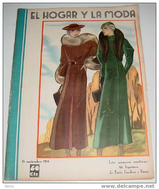 ANTIGUA REVISTA EL HOGAR Y LA MODA - 15 NOVIEMBRE 1934 - MIDE 30 X 23 CMS. - MUCHISIMAS ILUSTRACIONES - 48 PAGINAS - EST - Schnittmuster