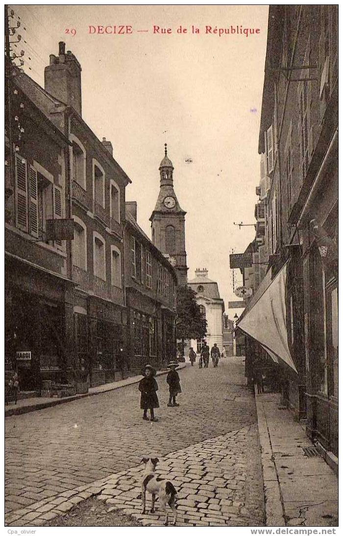 58 DECIZE Rue De La République, Animée, Commerces, Ed ? 29, 191? - Decize