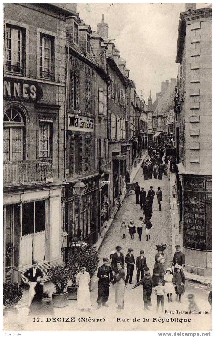 58 DECIZE Rue De La République, Très Animée, Commerces, Ed Travard 17, 191? - Decize
