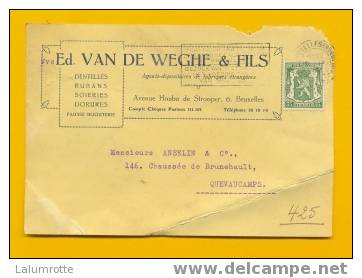 LetDoc. 475. Ed. Van De Weghe & Fils Dentelles, Rubans, Soieries, Dorures. Petit Sceau D'état N°425 Bruxelles 1938. - 1935-1949 Petit Sceau De L'Etat