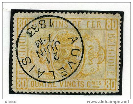 Belgique 80c Jaune CF Oblitération AUVELAIS Ronde LUXE SANS DEFAUT Cote 75 E - Usados