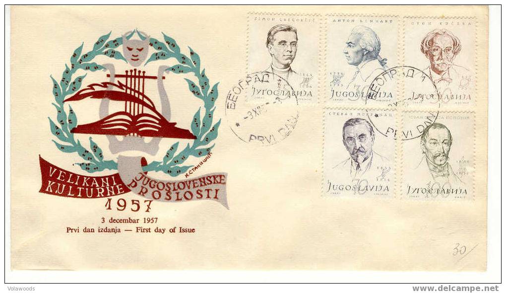 Jugoslavia - Busta FDC: Celebrità Diverse - 1957 - FDC